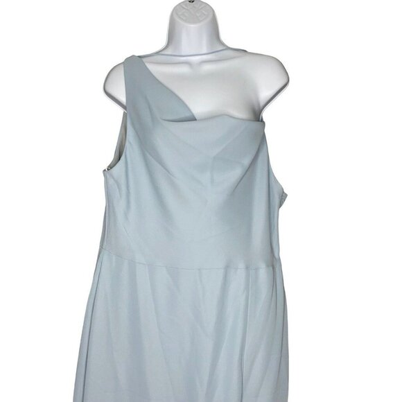 AFTER SIX One-shoulder Draped Cowl-neck Maxi Dress In Mist Size 2R - Picture 3 of 9
